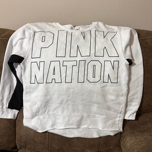 Pink Victoria’s Secret white/black sweatshirt size med